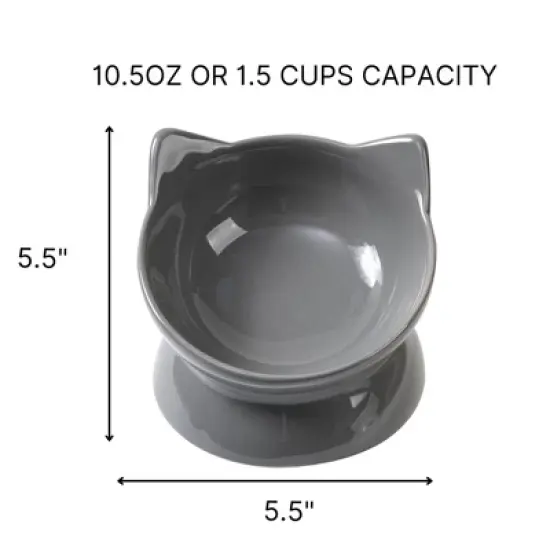 Park Life Designs 2c Oscar Tilt Cat Bowl - Gray image {3}