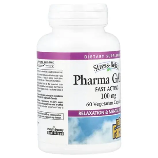 Natural Factors Stress-Relax&reg;, Pharma GABA&reg;, 100 mg, 60 Vegetarian Capsules image {3}