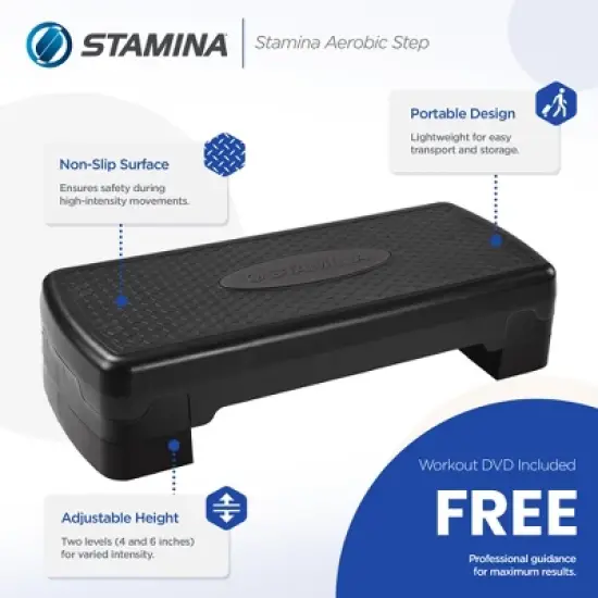 Stamina Adjustable Aerobic Step Multipurpose Home Gym Workout Equipment image {1}