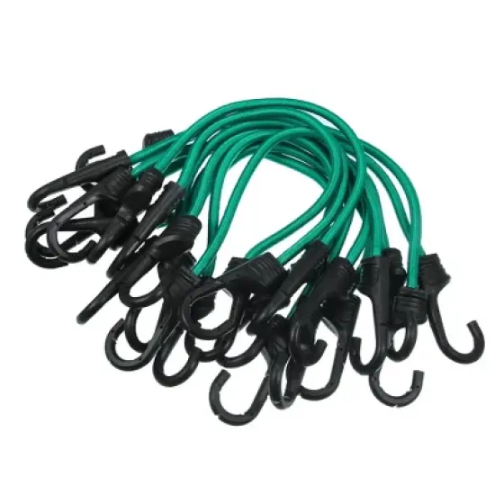 Unique Bargains Strong Elastic Strapping Rope Hooks for Bicycle Dark Green 12 Pcs image {6}