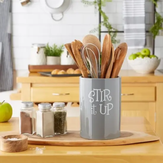 Design Imports Gray Stir It Up Ceramic Utensil Holder image {2}