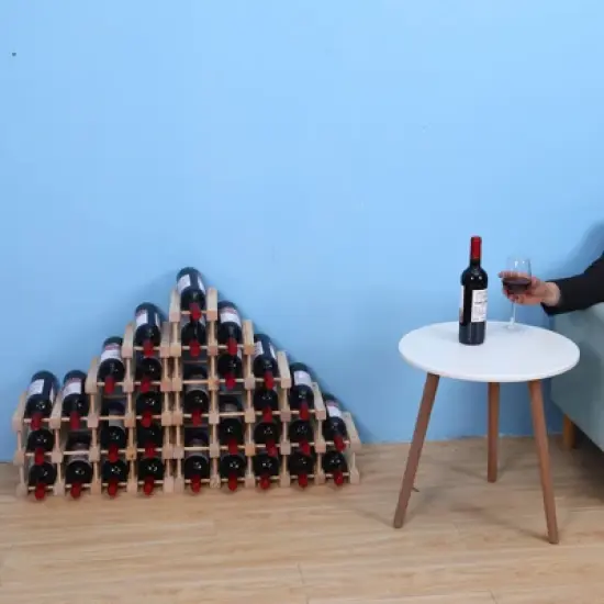 Itopfox Wooden Stackable Wine Rack for Countertop or Floor - Freestanding Cabinet Holds 20 Bottles image {4}