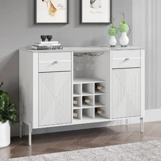 42" Wine Cabinet with Textured Patterns and Marbling Pattern Countertop - Festivo image {1}