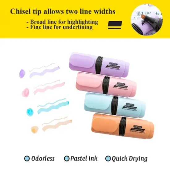 BAZIC Products&reg; Mini Desk Style Pastel Highlighters, 4 Per Pack, 12 Packs image {2}
