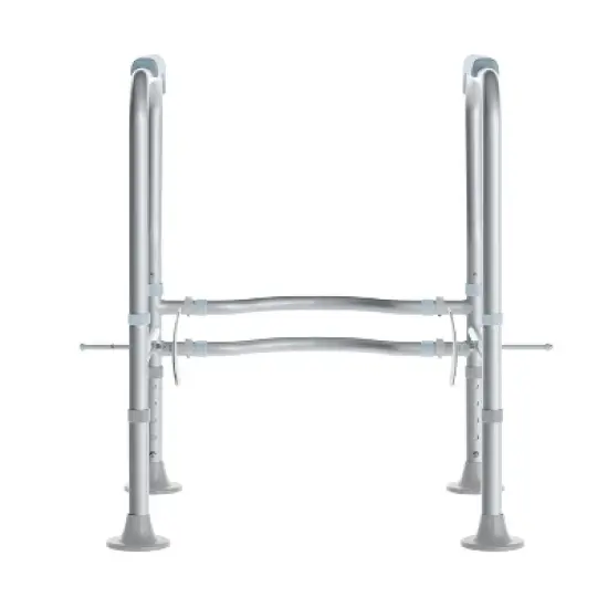 Emma and Oliver Ramsey Toilet Safety Rail for the Elderly with Height Adjustable Silver Steel Frame, Gray Padded Handles and Suction Cup Feet image {2}