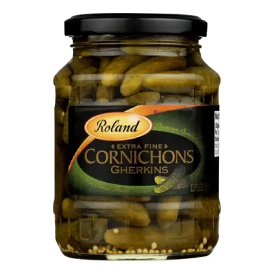 Roland Extra Fine Cornichons Gherkins - Case of 12/12 oz image {1}