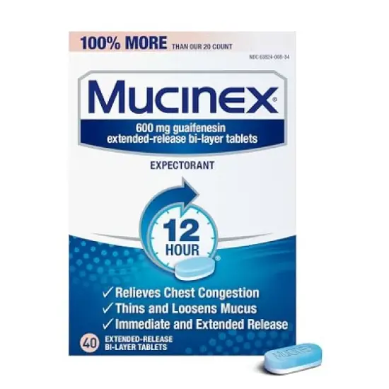 Mucinex Expectorant 600Mg Tablet 40Ct image {2}