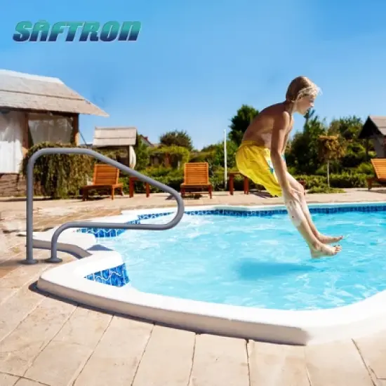 Saftron RTD-448-GG 4 Bend Swimming Pool Mounted Polymer Handrail, Gray (2 Pack) image {3}