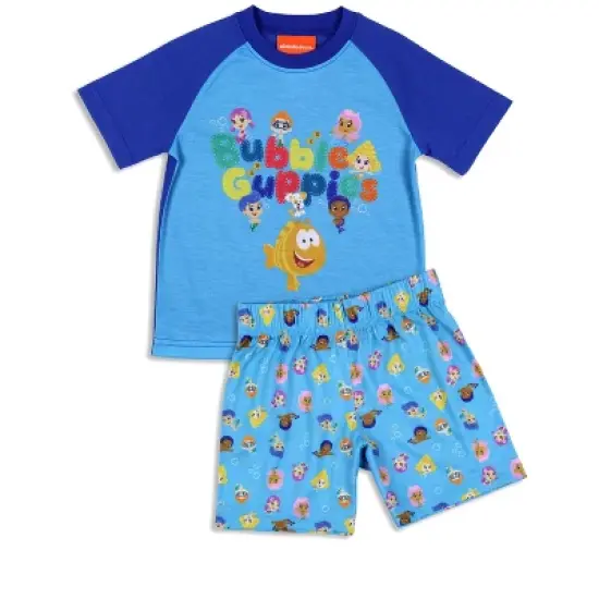 Nickelodeon Toddler Boy's Bubble Guppies Character Sleep Pajama Set Short Blue image {4}