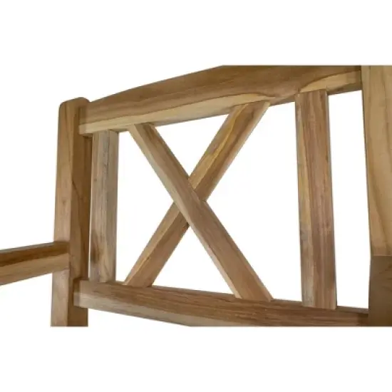 Nordic Teak Natural Outdoor Patio Dining Chair with Arm Rests - Beige image {10}