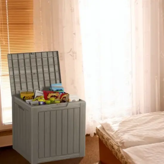 FURNIinspire Deck Boxes, Portable Storage Box with Waterproof Function for Patio Furniture, Garden Tools, All Weather Use, Brown, 22.09"*17.09"*20.87" image {5}