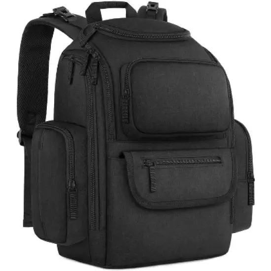 Itopfox Multifunctional Diaper Backpack with Insulated Pockets, Water Resistant Baby Bag for Men & Women, Stroller Straps, Black image {1}