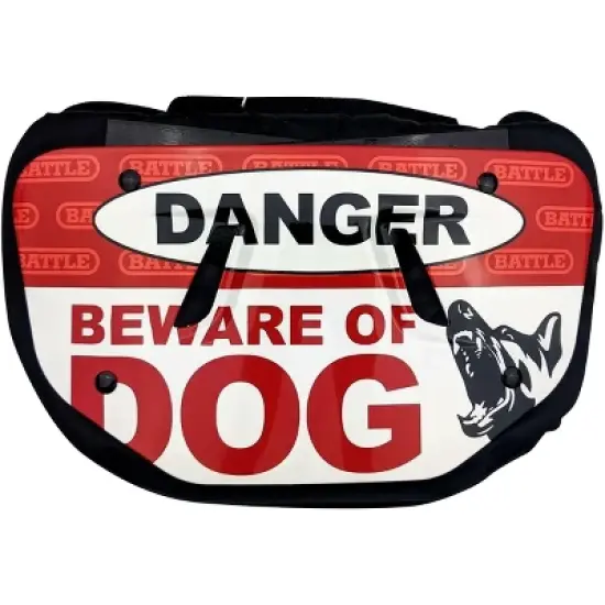 Battle Sports Beware Of Dog Protective Football Back Plate - Red/White image {1}