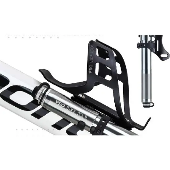 PRO BIKE TOOL 7.3" x 0.98" 100 PSI / 6.9 Bar Mini Bike Pump Classic Fits Presta & Schrader Valves, Black image {2}