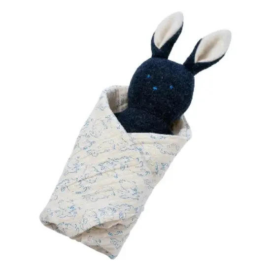 Manhattan Toy Embroidered Plush Bunny Baby Rattle + Soft Cotton Burp Cloth, 16 x 16 Inches image {4}
