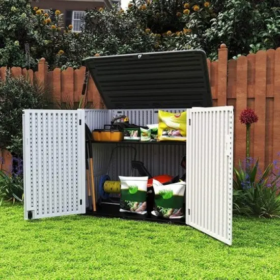 4.43 ft. W x 2.85 ft. D Durable Resin Storage Shed, Weather-Resistant Outdoor Storage Cabinet for Home, Patio and Garage image {3}
