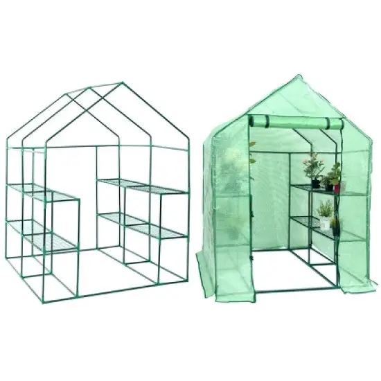 Costway Portable Mini Walk In Outdoor 2 Tier 8 Shelves Greenhouse image {8}