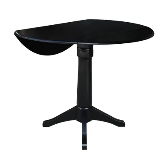 Sandon Round Dual Drop Leaf Pedestal Table Black - International Concepts image {3}