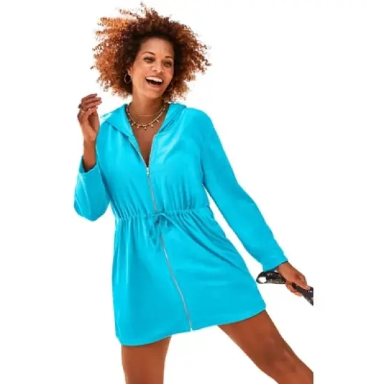 Swimsuits for All Women&rsquo;s Plus Size French Terry Tie Waist Hoodie Cover Up image {4}