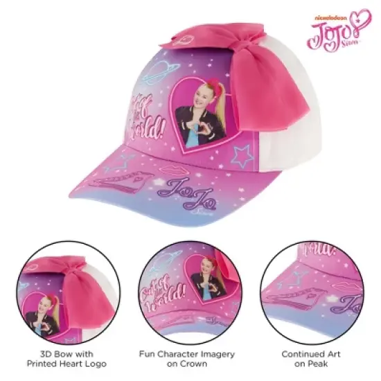 JoJo Siwa Little Girl&rsquo;s Baseball Hat for Ages 4-7- White image {3}