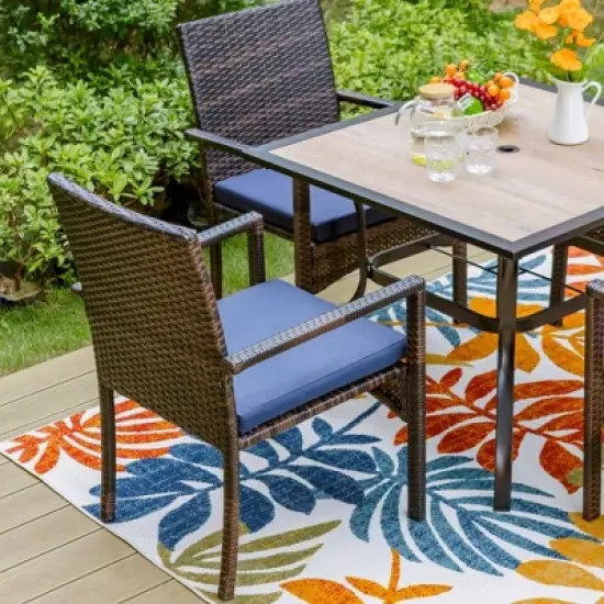 5pc Patio Dining Set with 36" Square Acacia Table and Stackable Chairs - Captiva Designs image {1}