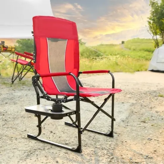 1 Piece Heavy Duty Camping Directors Chair,Oversized Portable Folding Chair with Side Pocket,Portable Camping Chair for Beach,Fishing-Coolbibila image {9}