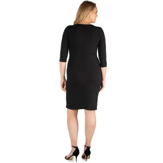 Knee Length V Neck Plus Size Dress image {2}
