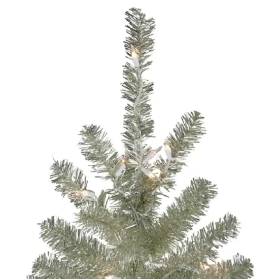 Northlight 7' Prelit Artificial Christmas Tree Metallic Sheer Champagne Tinsel - Clear Lights image {3}