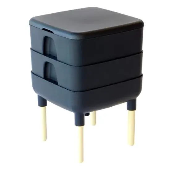 FCMP Outdoor The Essential Living Worm Composter 6 Gallon Resin Composting Bin System Indoor Modern Compost Storage w/2 Trays for Garden & Home image {7}