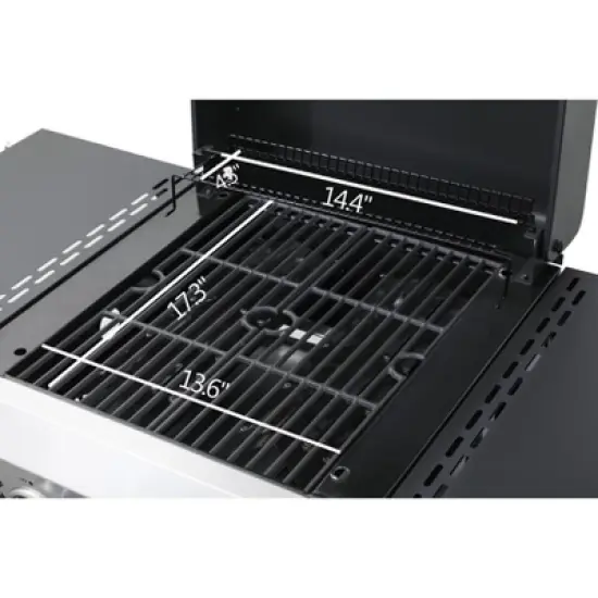 2-Burner Propane Gas Grill with Stainless Steel Plancha, Wire Enamel Grids, Foldable Side Table, Hanging Basket, Pull-Out Oil Pan, 24,600 BTU BBQ image {4}