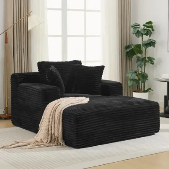 Full- compressed Chaise Lounge Sofa Bed 48.8" Upholstered Sofa Couch with Removable Pillows, Modern Sleeper Sofa for Living Room and Bedroom, Grey image {2}