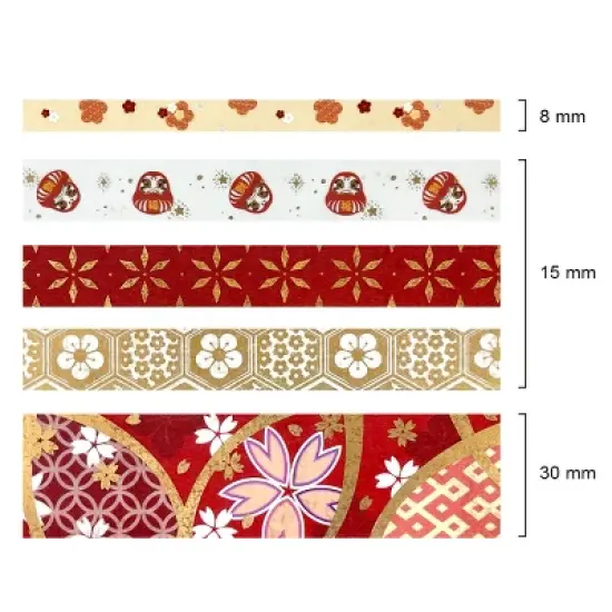 Wrapables Gold Foil Washi Tape in Gift Box Set for DIY Arts & Crafts, Scrapbooking (20 Rolls) image {4}