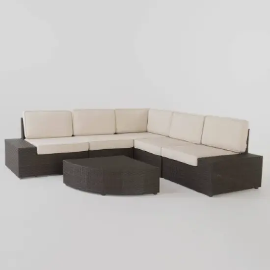 Santa Cruz 6pc Wicker Patio Sofa Set - Brown - Christopher Knight Home image {1}