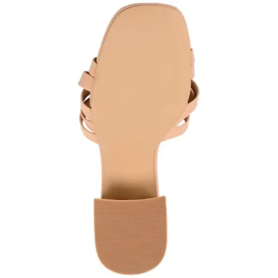 Journee Collection Womens Moree Open Square Toe Block Heel Sandals Tan 6.5 image {4}