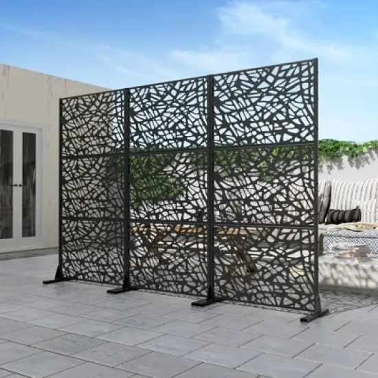 PexFix Outdoor Metal Privacy Screen Garden Fence in Web Pattern image {1}