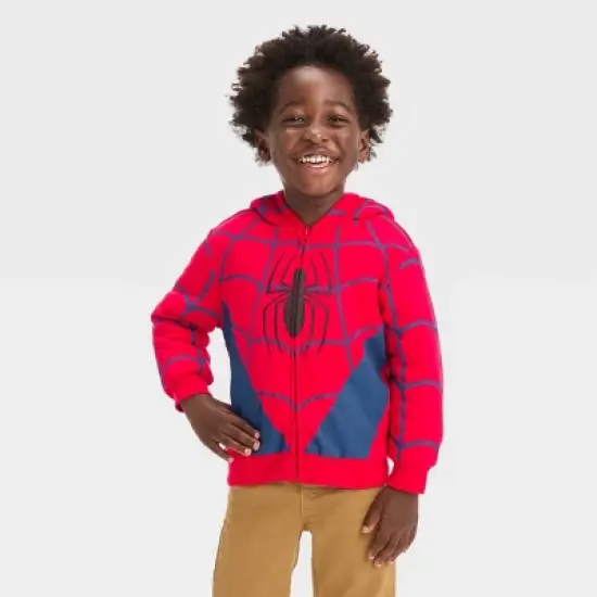 Toddler Boys' Marvel Spider-Man Printed Zip-Up Sweatshirt - Red image {3}