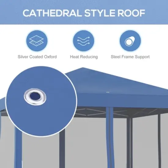 Gulches 10' x 10' Pop Up Canopy Tent with Netting, Instant Gazebo, Screen House with Carry Bag, Height Adjustable for Outdoor, Garden, Patio, Blue image {7}