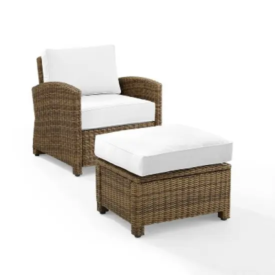 Bradenton 2pc Outdoor Wicker Arm Chair & Ottoman Set - Crosley image {14}
