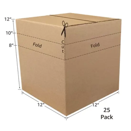 UOFFICE Pack of 25 Corrugated Boxes 12" x 12" x 10" Shipping Cartons image {2}