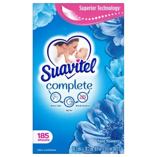 Suavitel Complete Scented Fabric Conditioner Dryer Sheets for Laundry - Field Flowers - 185 ct image {8}