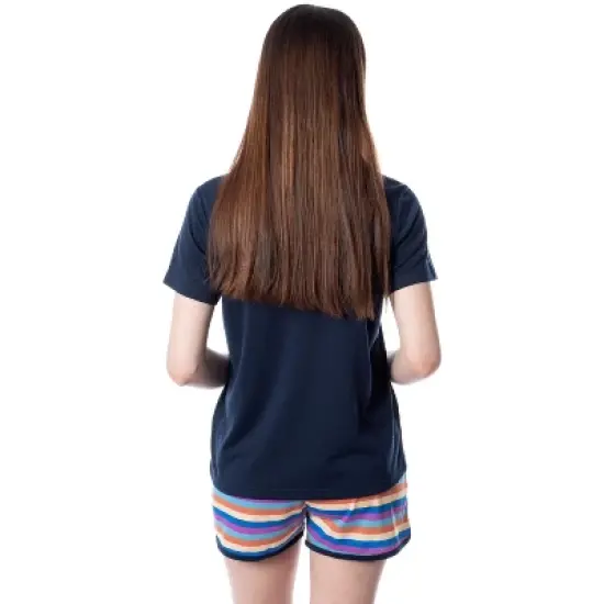 NASA Womens' Retro Stripes Rocket Sleep Pajama Set Shorts Crewneck Multicolored image {1}
