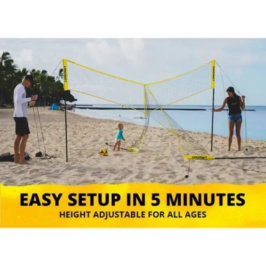CROSSNET Original 4 Square Volleyball Net and Backyard Yard Gameset - Yellow image {4}