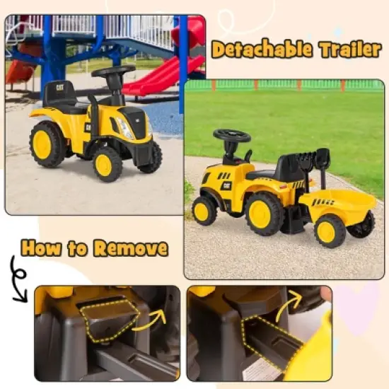 Costway Kids Ride on Tractor Licensed Caterpillar Foot to Floor Sliding Car with Shovel image {7}