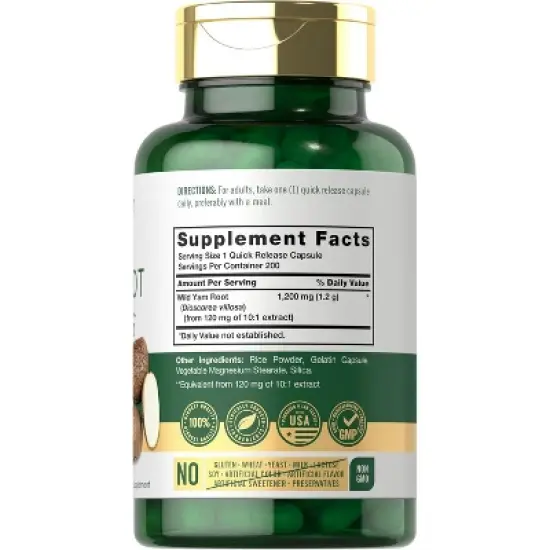 Carlyle Wild Yam Root 1200mg | 200 Capsules image {1}
