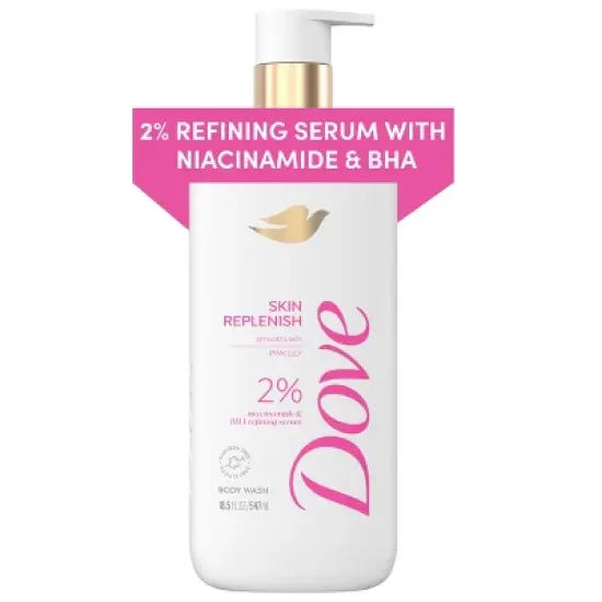 Dove Beauty Serum Body Wash with 2% Niacinamide and BHA Refining Serum - Skin Replenish -18.5 fl oz image {7}