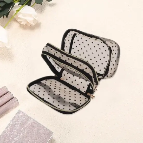 Unique Bargains Large Capacity Makeup Bag Beige 1 Pc image {2}