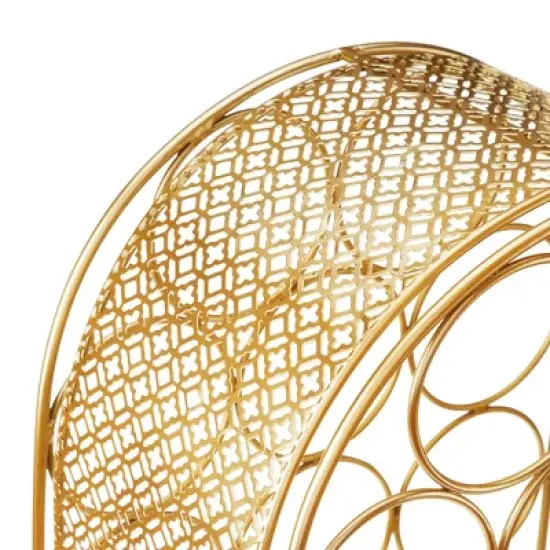 Twine Trellis Wine Rack, Holds 14 Bottles, Gold Countertop Wine Storage, Cast Iron image {4}