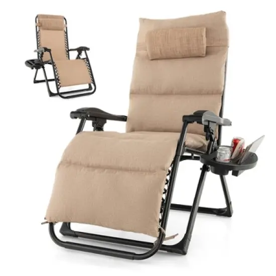 Tangkula Zero Gravity Chair Folding Recliner Lounge Chair w/ Cushion Cup Holder image {9}