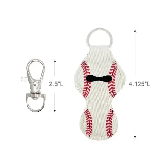 Wrapables 10 Pack Chapstick Holder Keychain with 10 Pieces Metal Clasps, Baseball/Softball image {6}