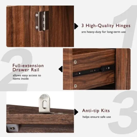 TIRAMISUBEST 71" Farmhouse Kitchen Pantry Cabinet with 2 Large Drawers,Embossed Texture Freestanding Cupboard Cabinet image {5}